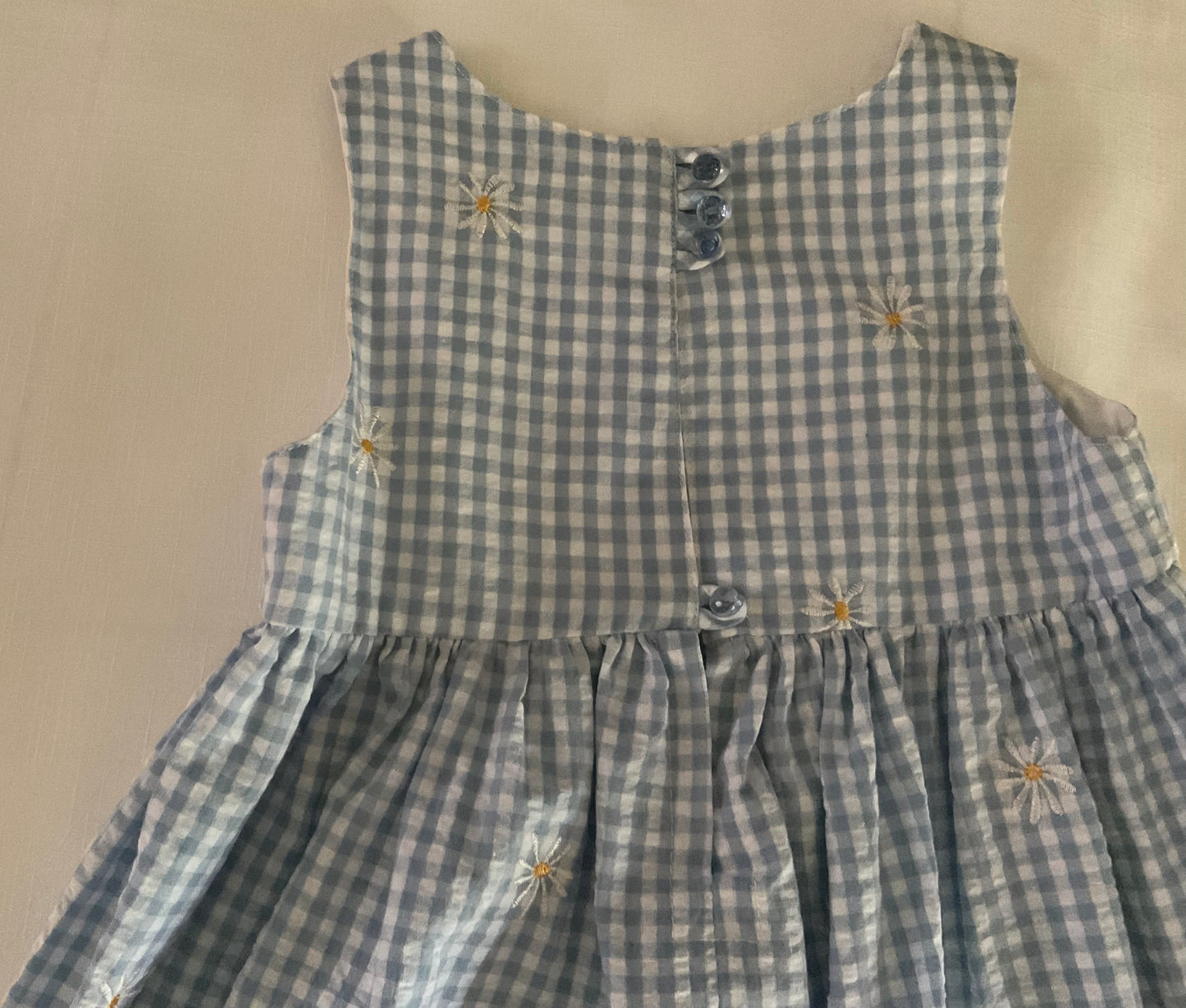 Sleeveless Baby Blue & White Gingham Dresses