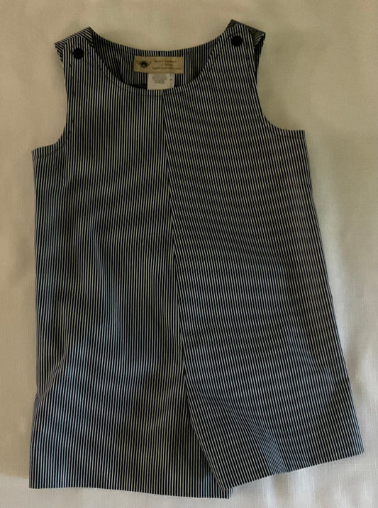 Navy & White Pinstriped Romper
