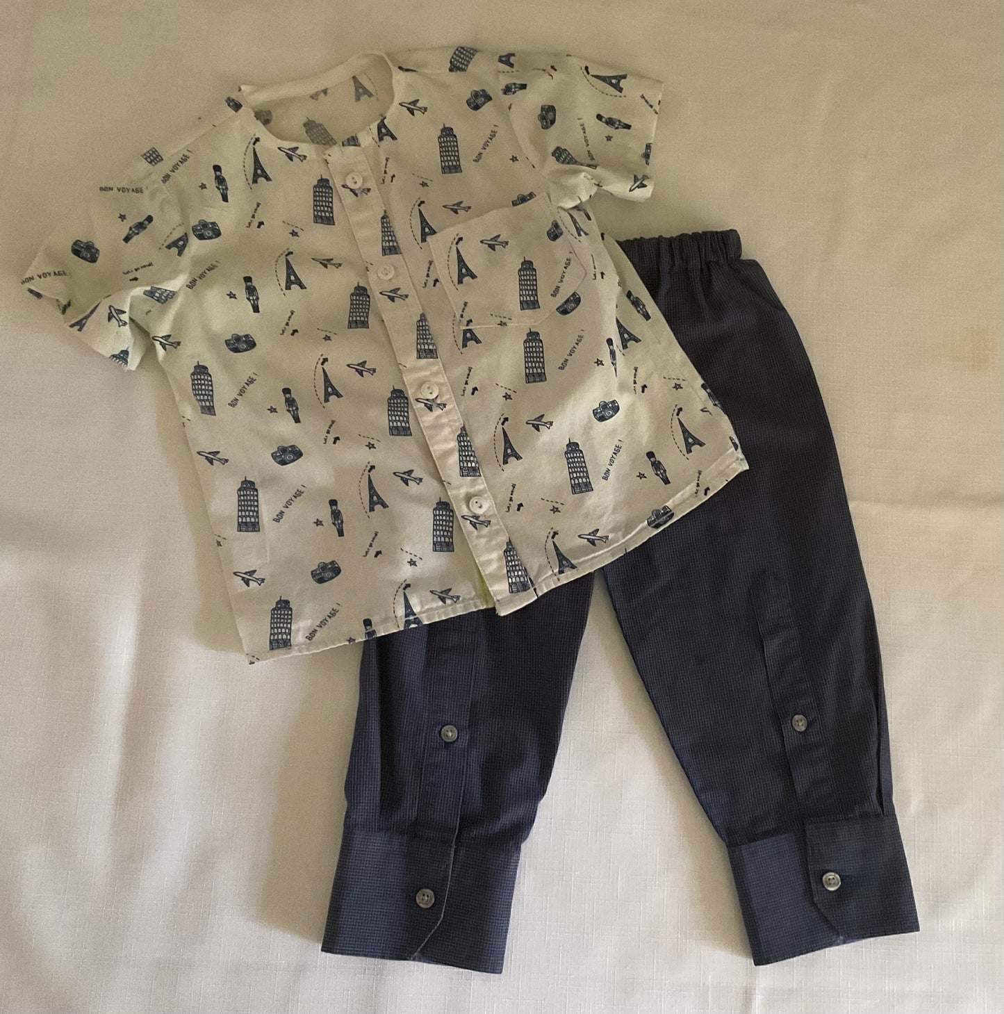 2pc Paris Shirt & Sleeve Pants