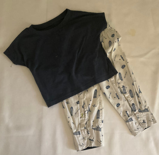 2 Pc knit Top & Paris Sleeve Pants