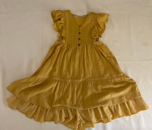 Mustard Little Girl’s Pinafore Dress