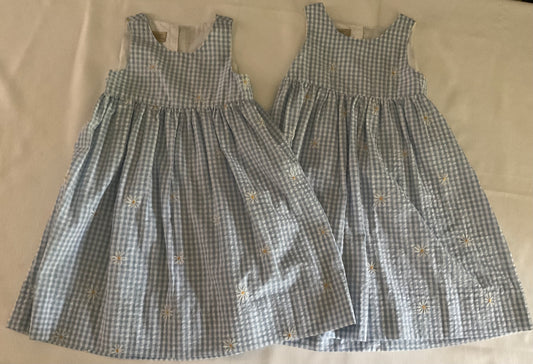 Sleeveless Baby Blue & White Gingham Dresses