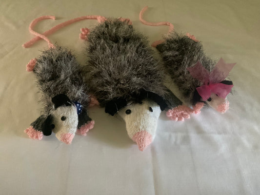 Hand Knitted Opossum Trio