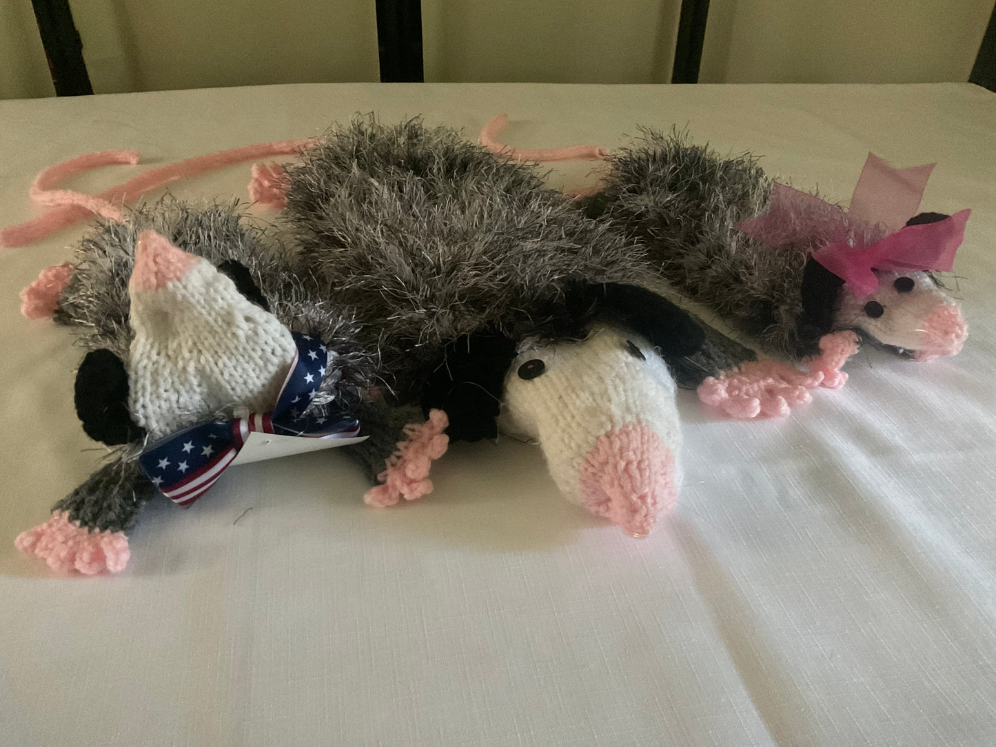 Hand Knitted Opossum Trio